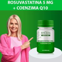 Rosuvastatina 5mg com Coenzima Q10 50mg, Composto Premium - 60 Cápsulas